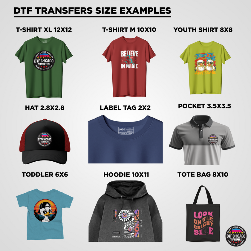 DTF Transfers By Size DTF CHICAGO